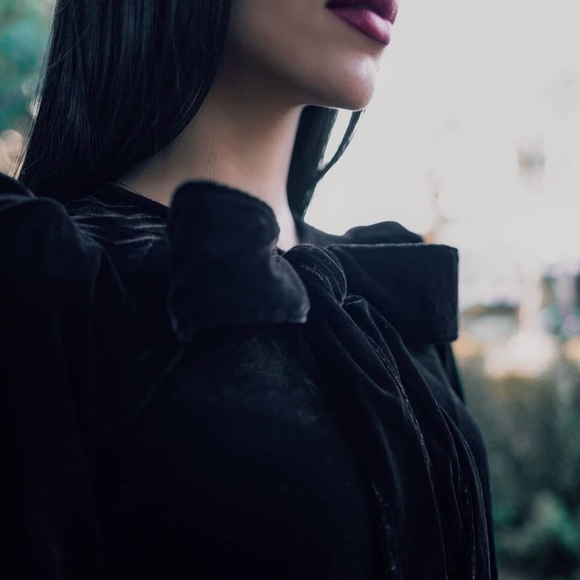 The Vampire’s Wife X H&M Pussy Bow Tie Velvet Dress 🖤 - Picture 5 of 17